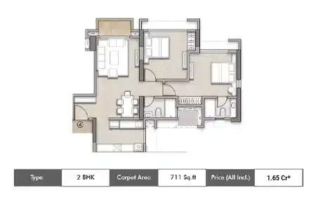 2bhk 711sq.ft